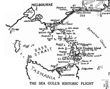 Map of Seagull flight published with the Log of the Seagull
